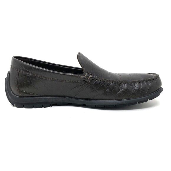 Ecco Leather Croc Embossed Driving Loafers Mens Size 41 US 10 Euro Preppy Mocs - Picture 8 of 13